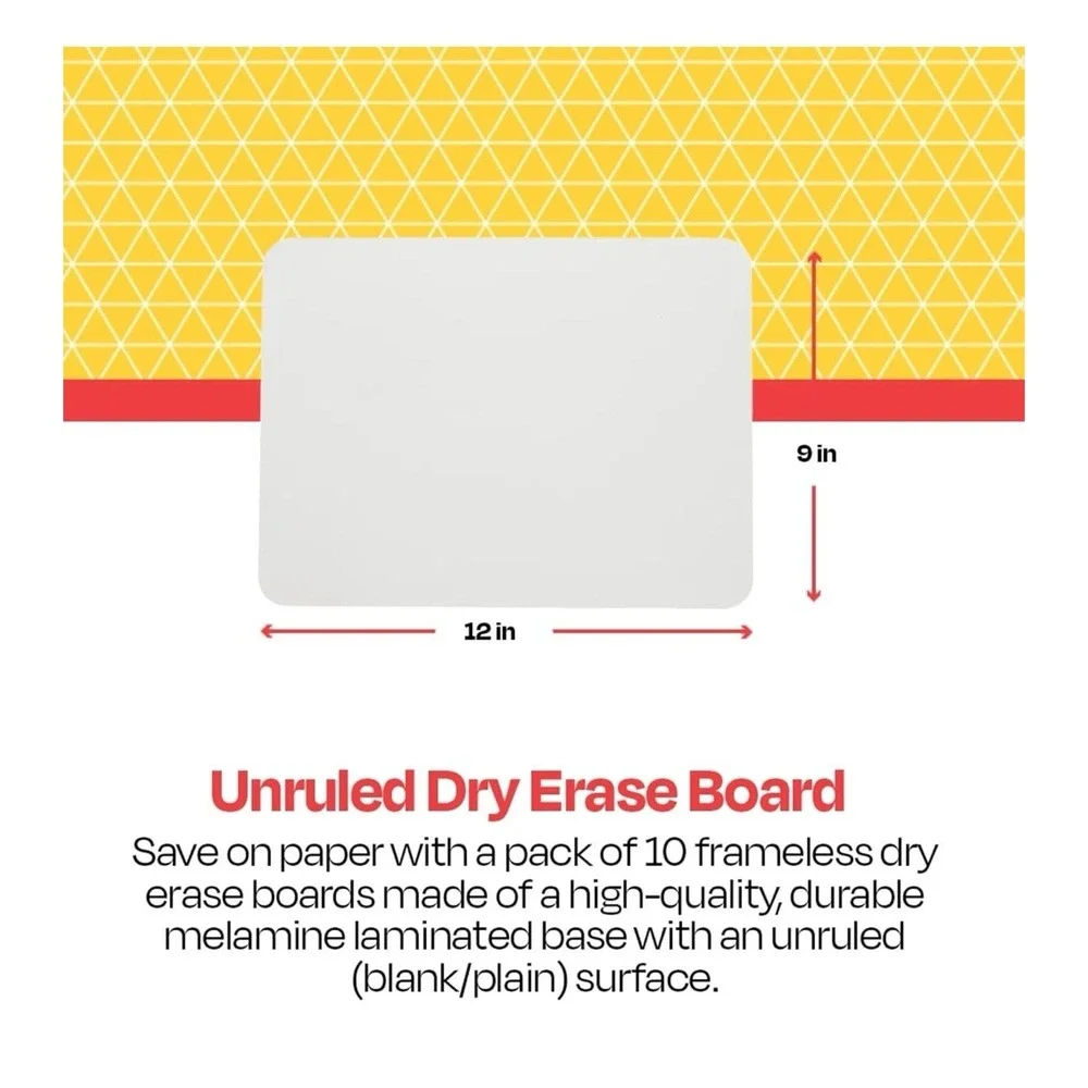 School Smart Dry Erase Boards, Rounded Corners‎ 9 x 12 Inches, White, 10 Pack